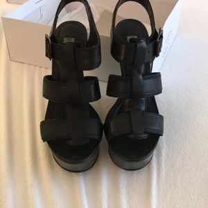 Steve Madden ‘Wanting’ Black Leather Wedges